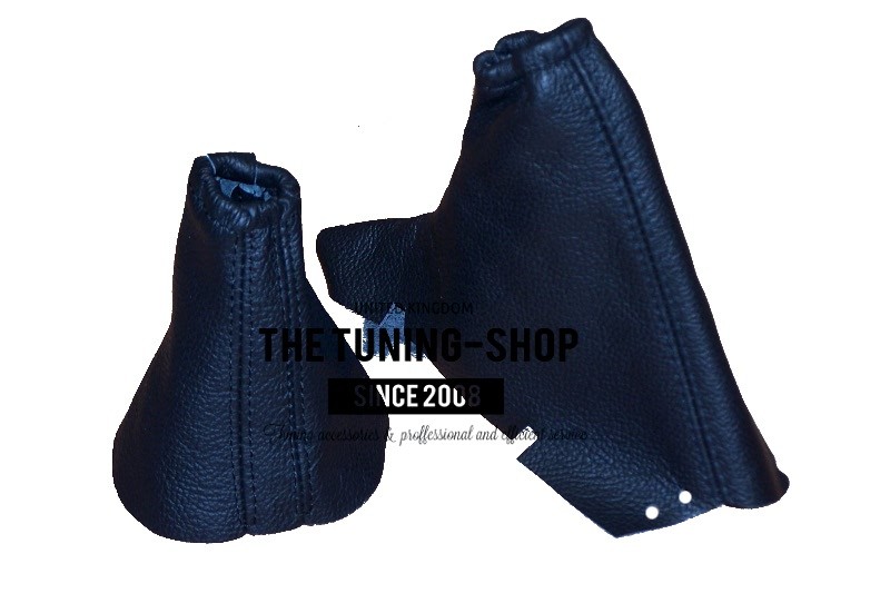 BLUE STITCH FITS VOLVO V70 2001-2007 DARK GREY LEATHER GEAR HANDBRAKE GAITER