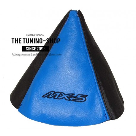 GEAR /& HANDBRAKE GAITER BLACK LEATHER DOUBLE BLUE MX-5 EMBROIDERY