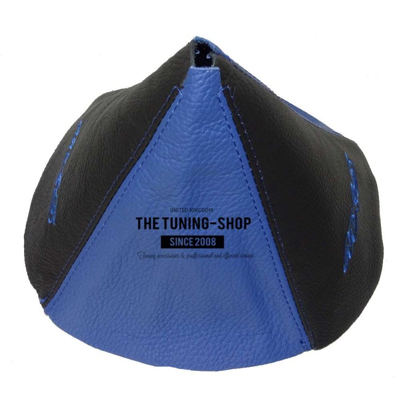GEAR /& HANDBRAKE GAITER BLACK LEATHER DOUBLE BLUE MX-5 EMBROIDERY