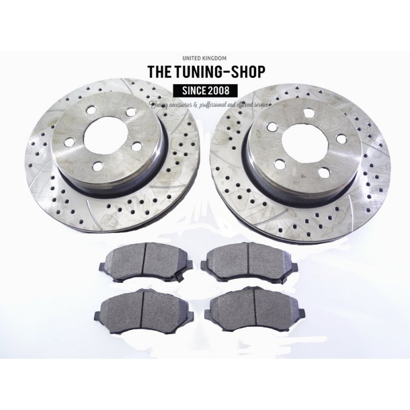 2x Front Brake Disc Rotors 53042A Drilled & Brake Pads D1273 CBK For