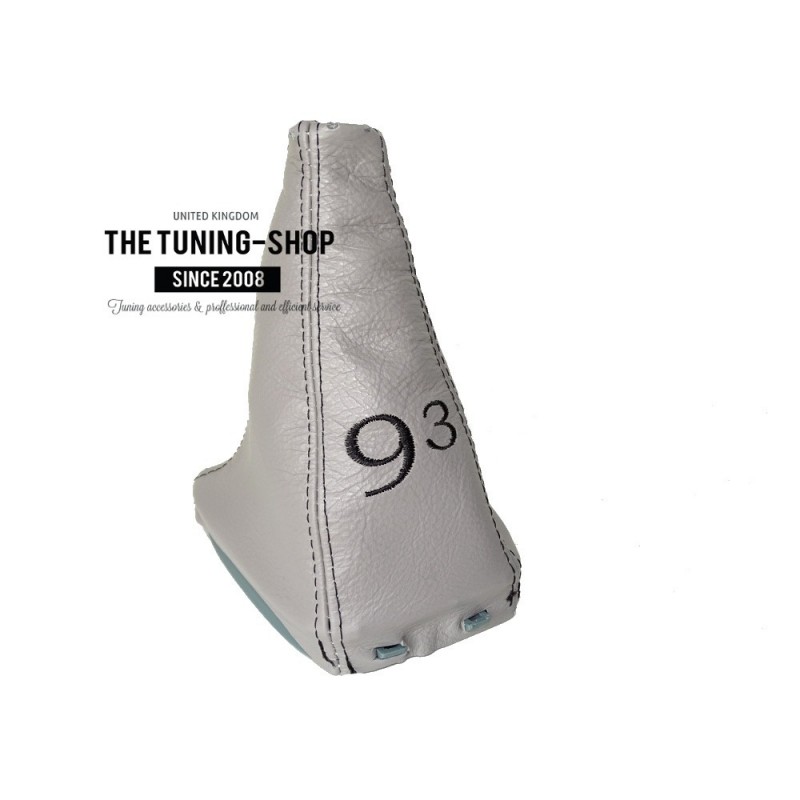 The Tuning-Shop GEAR GAITER LEATHER WITH PLASTIC FRAME GREY 93 EMBROIDERY 