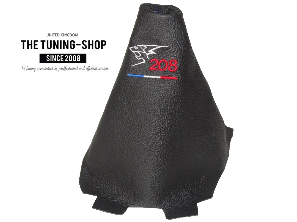 The Tuning-Shop Ltd Gear /& cuffia leva freno a mano nero in pelle italiana blu ricamo logo