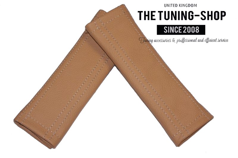 2 x Seat Belt Armrest Shoulders Pads Covers Grey Genuine Suede
