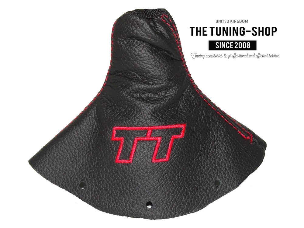 For Audi TT 1998-2006 Shift Boot Black Leather /"TT/" Red Embroidery