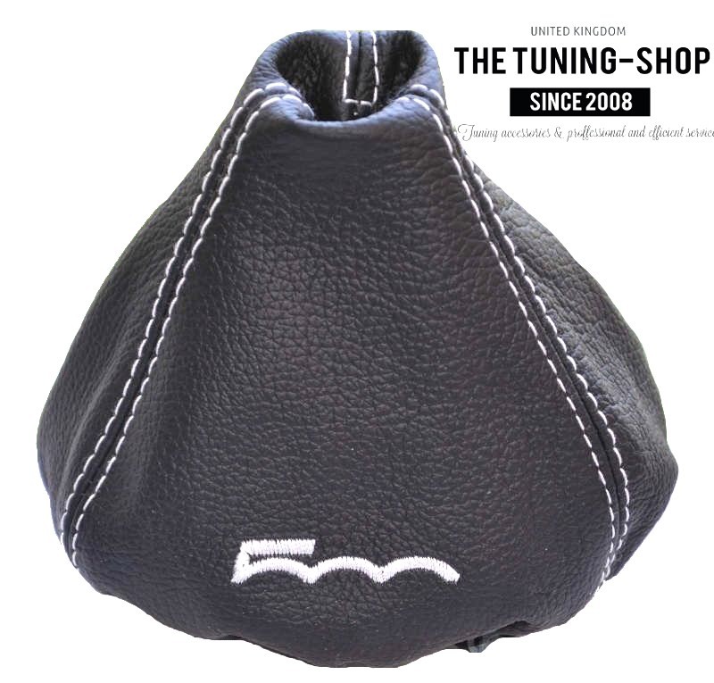 For Fiat 500 07 15 Shift Boot Black Leather Quot 500 Quot White