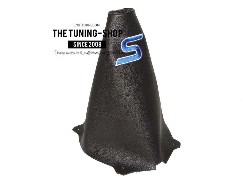 Gear Stick Gaiter Leather TIGRA Blue Embroidery