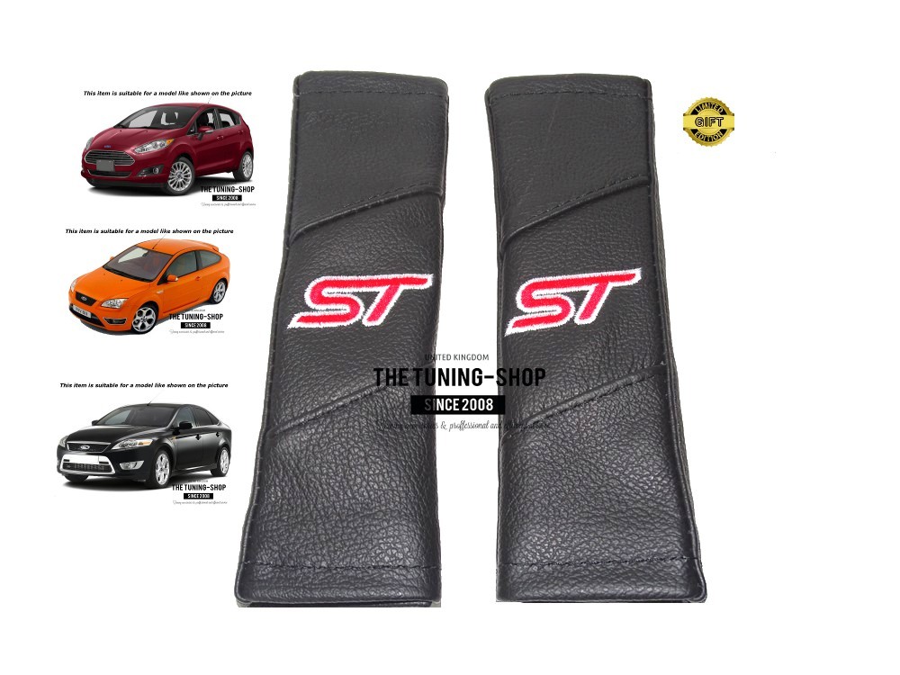 2x Seat Belt Covers Pads Leather Quot St Quot Edition Embroidery