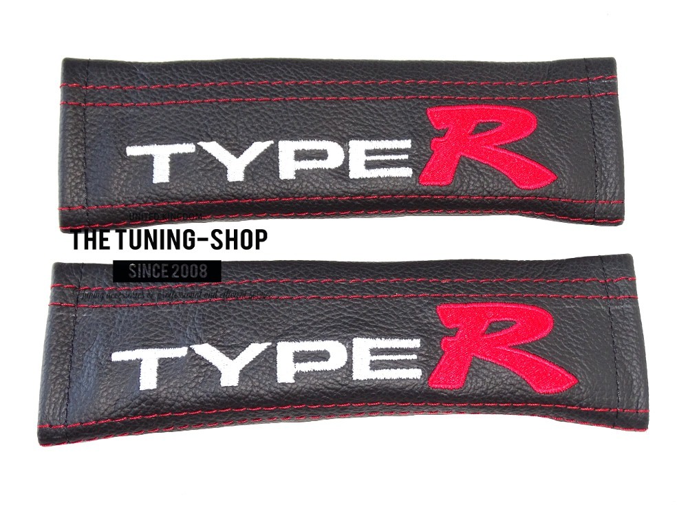2 X Seat Belt Pads Covers Leather Type R Embroidery