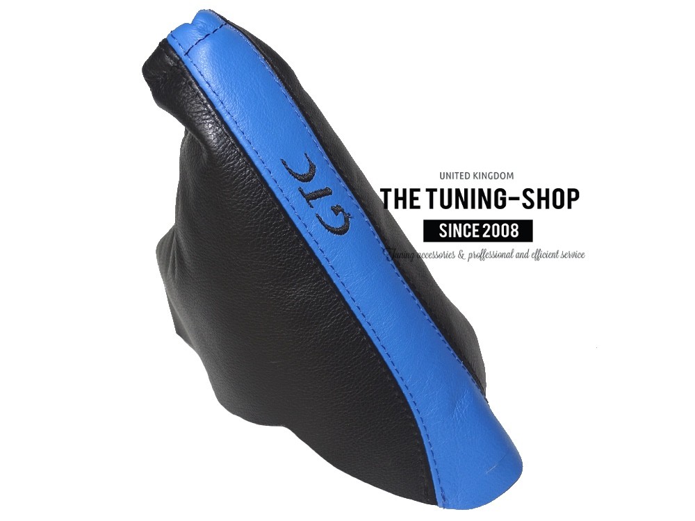The Tuning-Shop Ltd For Ford Focus Ii 2004-08 Shift /& E Brake Boot Black Italian Leather Blue Stitching